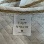 J.Crew - Beige and Cream Preppy Striped Reversible Quilted Pullover Sz M Photo 6