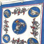American Vintage Vintage Cowboy Rodeo Blue Red USA Western American Bandana Handkerchief Photo 1