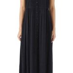 Frye Black Button Front Maxi Dress Women's XS Cotton Rayon Blend Jersey Knit NEW Photo 0
