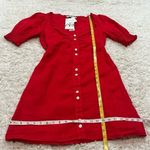 ZARA NWT  Red Linen Sweetheart Ruffle Mini Dress Button Accent Pullover Medium Photo 8