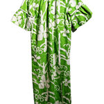 VTG 60s Kay O Kauai Hawaii Green Floral Mumu Luau House Dress Groovy Mod L‎ Tiki Size L Photo 0