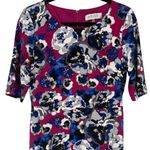 Kasper Floral Tie Waist Midi Dress Size 6 Pink Blue Gray Career Casual Feminine Photo 6