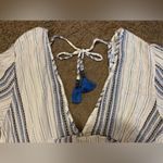 Blue Island NWOT white, blue, silver sparkle stripe coverup dress size medium Photo 1