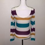 Derek Heart striped sequined large keyhole back top Photo 3