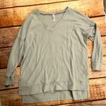 Zenana Outfitters  Grey V Neck Waffle Oversized Long Sleeve Photo 0