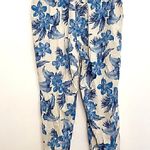 DRAPER'S DAMON'S Look Of Linen Print Crop Pants Cream Beige Blue Tropical Floral Size XL Photo 8