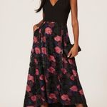 Hutch  Black Purple Floral Lace Skirt V-Neck Plunging High-Low Dress Size 4 Photo 0