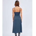 Cider NWT SOLID COWL NECK SLIT MIDI DRESS side row of buttons, in blue size S Photo 3