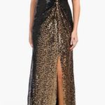 RENE RUIZ COLLECTION black gold One Shoulder Sequin Gown Size 6 Photo 2
