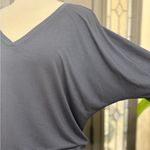 CAbi Charcoal Tee Shirt Soft Stretch Tempt V-Neck Dolman Sleeves Relaxed Fit Photo 2