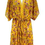 Derek Heart Short Sleeeve Floral Cover Up Tie Up Kimono Large Boho Festival Photo 0