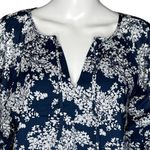 Abercrombie & Fitch Abercrombie Fitch Shirt Womens Small Navy Blue White Floral Peasant Blouse Boho Photo 4