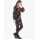 White House | Black Market Black Long-Sleeve Floral Choker Shift Dress Photo 2