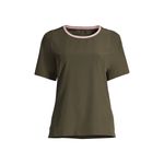 Lands' End  Womens Top Sz‎ M 10 12 Forest Moss Pink Elbow Sleeve 365 Tunic Green Photo 3