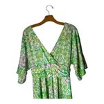 Lilly Pulitzer Lilly‎ Pulitzer Romper Women Medium Green Pink Floral Parigi Dress Preppy Boho Photo 4