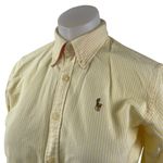 Ralph Lauren  Women's Yellow Striped Slim Fit Long Sleeve Button Down Shirt Top 2 Photo 2