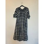 DÔEN Whisper Dress Blue White Gingham Embroidered Midi Dress Size M Photo 7