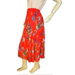 Vince Camuto RED & BLUE FLORAL PRINT ACCORDION PLEAT MIDI SKIRT (L) Photo 4