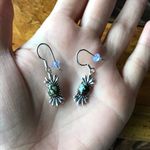 Royston Blue Horizon Turquoise Sterling Silver Feather Earrings Photo 5