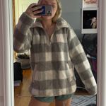 Abercrombie & Fitch Plaid Sherpa Quarter Zip Jacket Photo 0