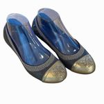 Tory Burch Gold/Brown Leather Scrunch Ballet Flats Size 8.5 Photo 2