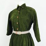 Vintage Brushed Velour Midi Dress | Size M Green Size M Photo 3