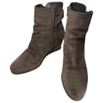 Stuart Weitzman  Women’s Size 8.5 Brown Suede Side Zip Wedged Ankle Boots Booties Photo 2