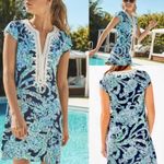 Lilly Pulitzer  Madia Tunic Dress High Tide Navy Scuba Doo White Green‎ Size XXS Photo 2
