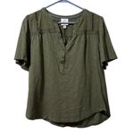 Knox Rose Knox Rose Women Size Medium Shirt Green Embroidered Cotton Blend Peasant Hippie Photo 0
