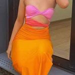 Amazon Orange and Pink Tie Dress Photo 1