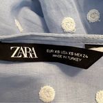 ZARA  Blue Embroidered Polka Dot Balloon Sleeve Top XS Photo 14