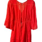 Alice + Olivia  COPEN BELL SLEEVE RED SILK DRESS Photo 2