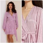 Bardot π Bellissa Long Sleeve Faux Wrap Dress Sorbet Pink Metallic Shine XL NWT Photo 1