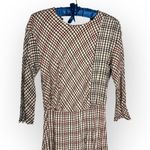ZARA  ZW Collection plaid check Linen Blend LS midi dress bloggers favorite LS S Photo 6