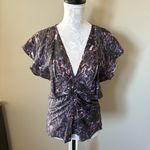 Isabel Marant  Lonea Animal Print Ruched Blouse Top Womens Silk Size 40 (Medium) Photo 1