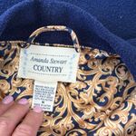 Vintage Amanda Stewart Terry Cloth Robe Womens Medium Blue Baroque Trimmed Photo 4