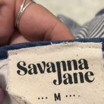 Savanna Jane Navy Striped Dress or Top with Floral Embroidery Blue Size M Photo 4