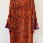 Fun Colorful Leopard Silky Tunic Bell Sleeve African Ethnic Tribal XS Orange Photo 1