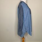 Lands' End Chambray Colorblock Denim Dress Button Front Sz Medium Blue Photo 3