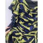 Etcetera  Women’s 12 Yellow And Blue Floral Sleeveless Blouse Ruffle Photo 1