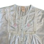 Vintage Barbizon Cuddleskin Pajama Set XL Blue Satin Lace Floral Embroidered Photo 2