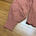 Madewell  Smocked Square Neck Puff Sleeve Crop Top Rust Orange Pink Size Medium Photo 2