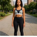 ASICS  NWT Colorblock Sports Bra‎ Light Support Racerback Navy Gray White Small Photo 6