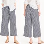 J.Crew Navy and White Striped Wide-Leg Pants Photo 1