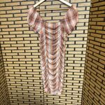 Madden NYC Brown And Orange Plaid‎ Ruched Dress Size Large Photo 1