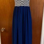 Sweet Storm  Chevron Maxi Dress Small Strapless Blue Flowy 47” Photo 9