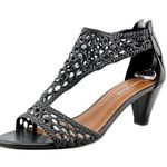 NEW Donald J. Pliner Black Leather Woven Verona Thong Sandals Heels Shoes size 7 Photo 0