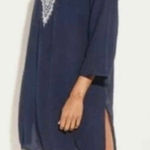 Kona Sol  Women’s Navy Blue Embroidered Cover Up Sz XL Photo 0