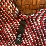 Elan  Black Red & White Shawl Tassel Tie Photo 1