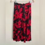 Adele Joyce Vintage Red And Black Floral Midi Pleated Skirt Petites Size 2 Photo 2